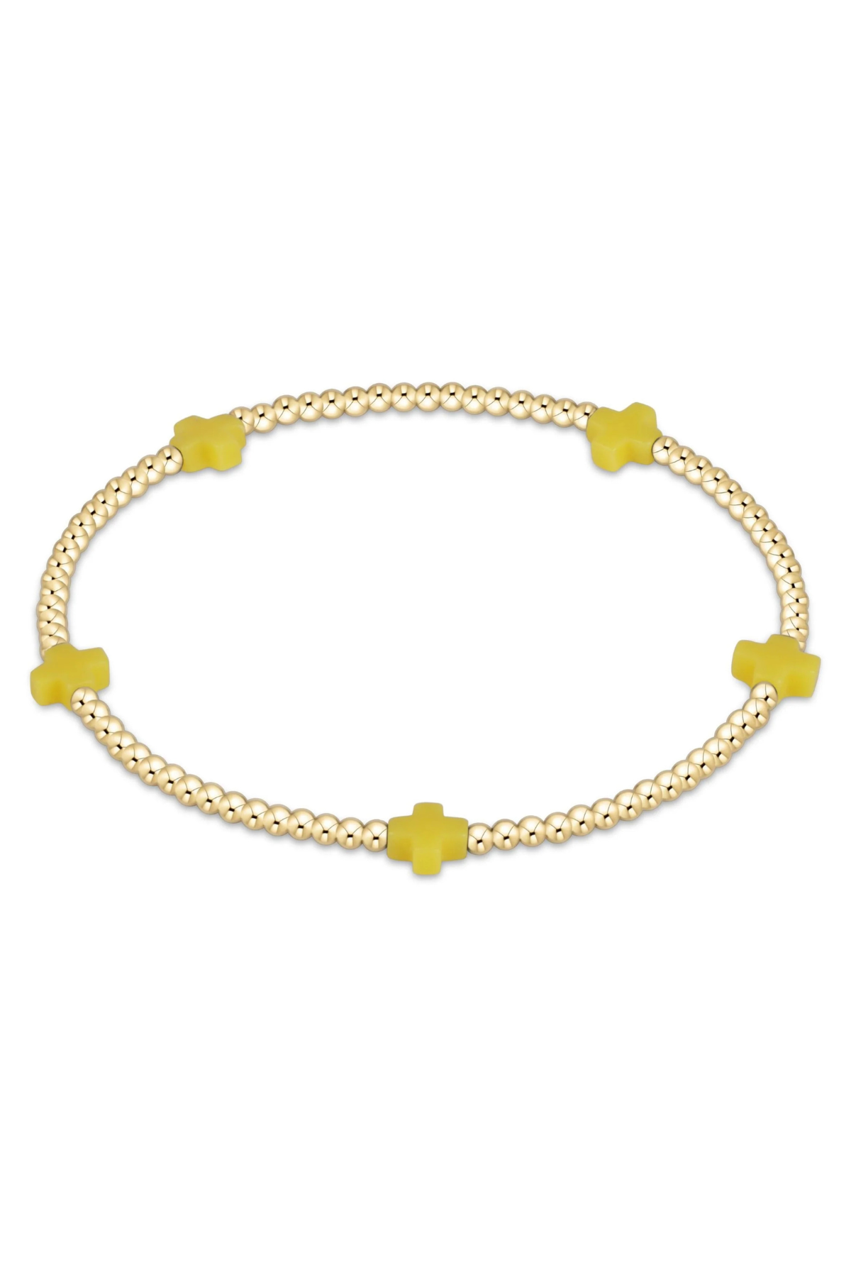 signature cross small 2mm gold bracelet -canary