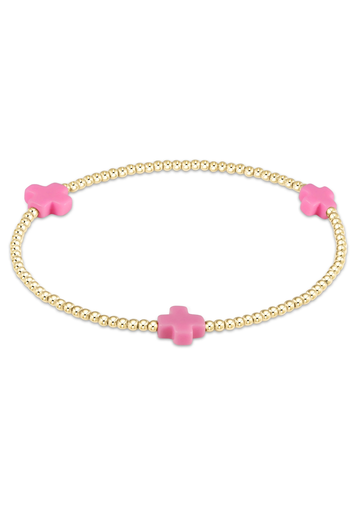 signature cross 2mm gold bracelet - bright pink