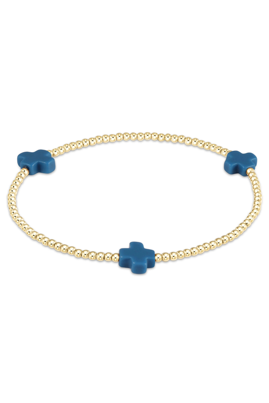 signature cross 2mm gold bracelet - cobalt