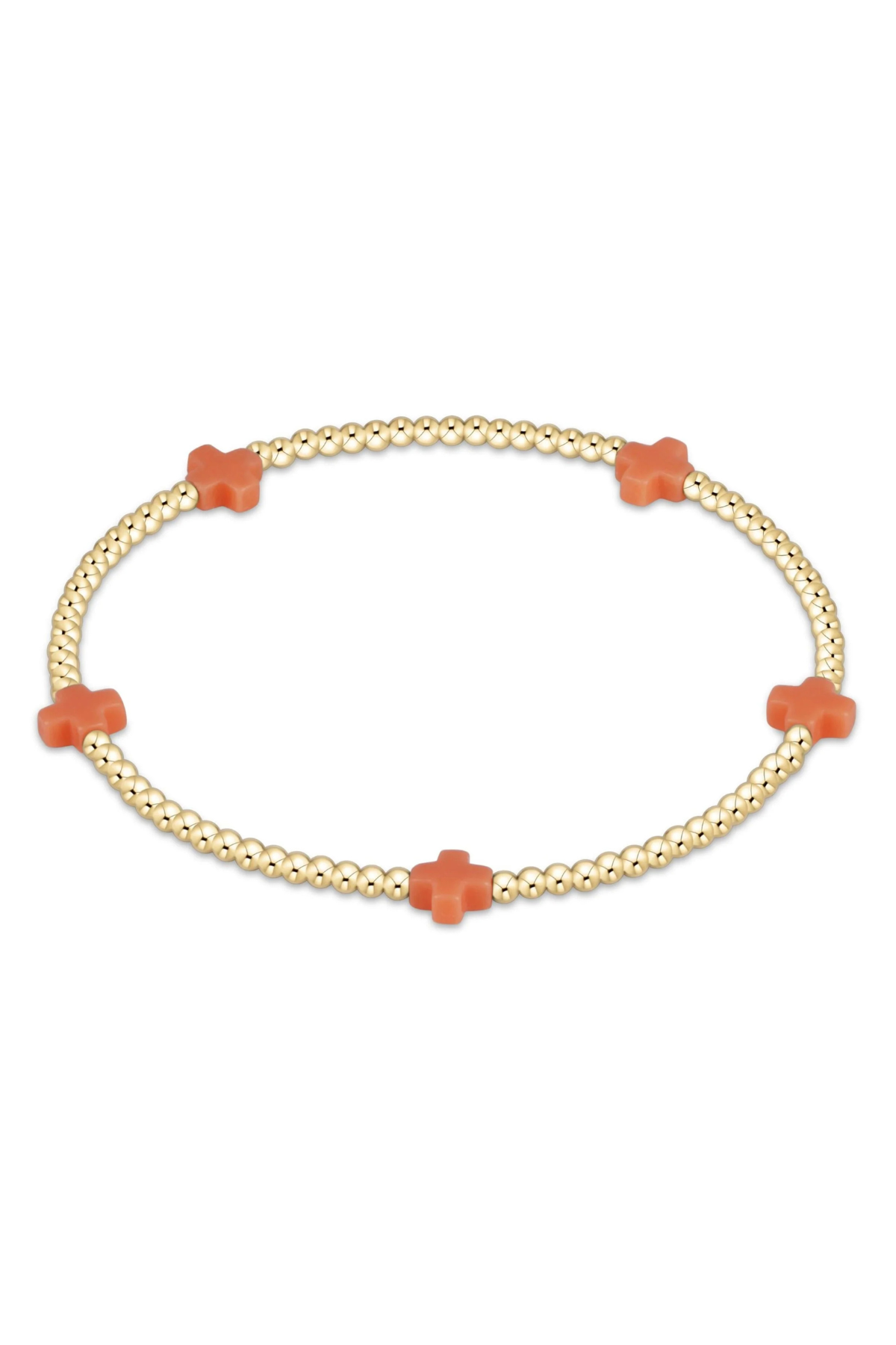 signature cross small 2mm gold bracelet - coral