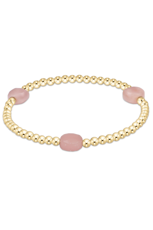 admire small gem 2mm gold bracelet- pink opal