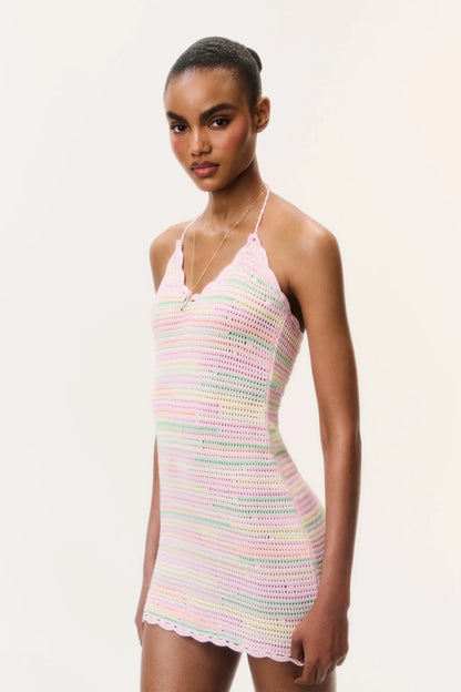 Zoa Cotton Crochet Mini Dress - Tropical Swirl