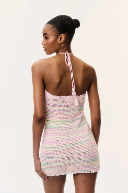 Zoa Cotton Crochet Mini Dress - Tropical Swirl
