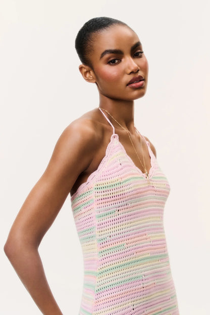 Zoa Cotton Crochet Mini Dress - Tropical Swirl