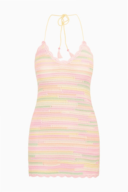Zoa Cotton Crochet Mini Dress - Tropical Swirl