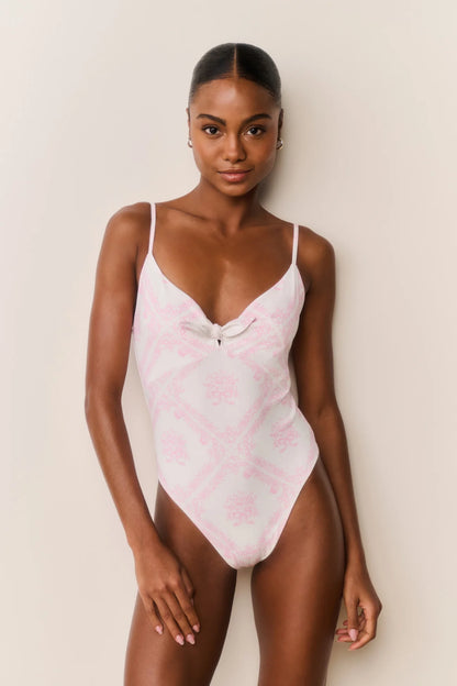 Zyra One-Piece Toile Print Swimsuit - Ivory Heirloom