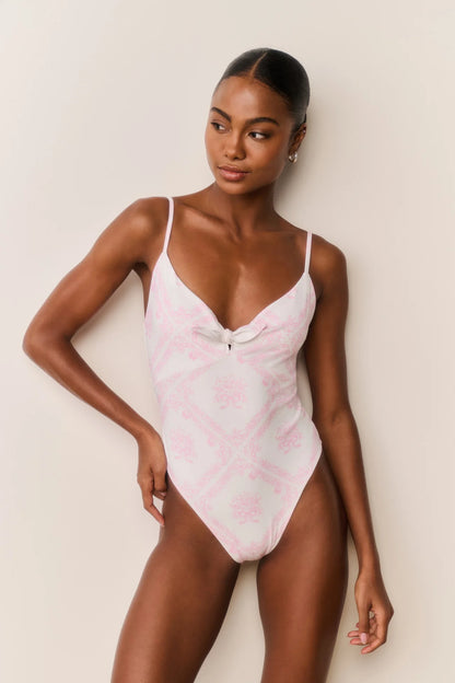 Zyra One-Piece Toile Print Swimsuit - Ivory Heirloom