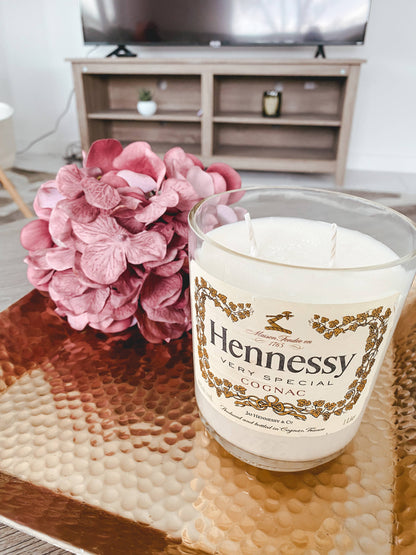 Recycled Hennessy Novelty Candle: Amber/Sandalwood/Leather