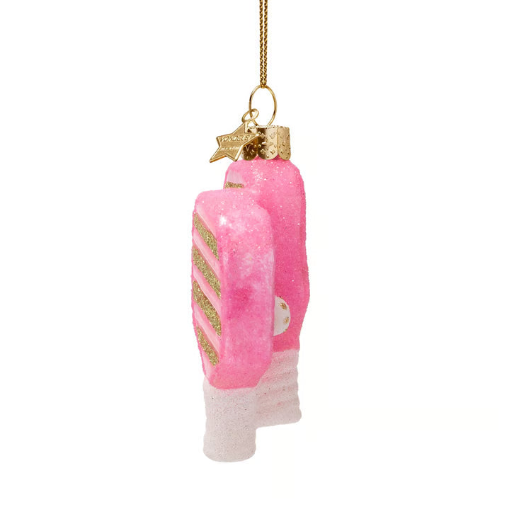 Ornament glass pink/gold pickleball