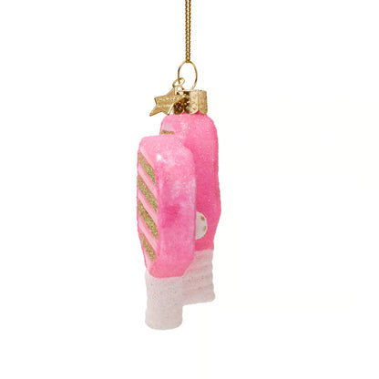 Ornament glass pink/gold pickleball