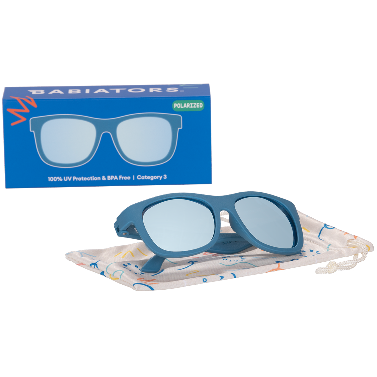Midnight Blue Polarized Kid Sunglasses with Mirrored Lens: Ages 6+