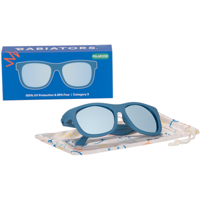 Midnight Blue Polarized Kid Sunglasses with Mirrored Lens: Ages 6+