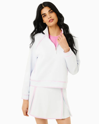 Scuba Light Bainbridge Quarter Zip Sweatshirt - Super White/Orchid Stripe