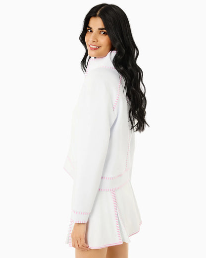 Scuba Light Bainbridge Quarter Zip Sweatshirt - Super White/Orchid Stripe