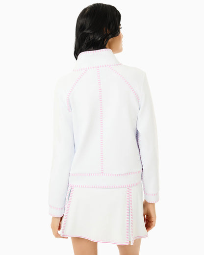 Scuba Light Bainbridge Quarter Zip Sweatshirt - Super White/Orchid Stripe