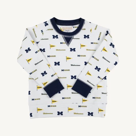 Cassidy Comfy Crewneck Boys French Terry - Bold in Blue (Boys)/Michigan Blue