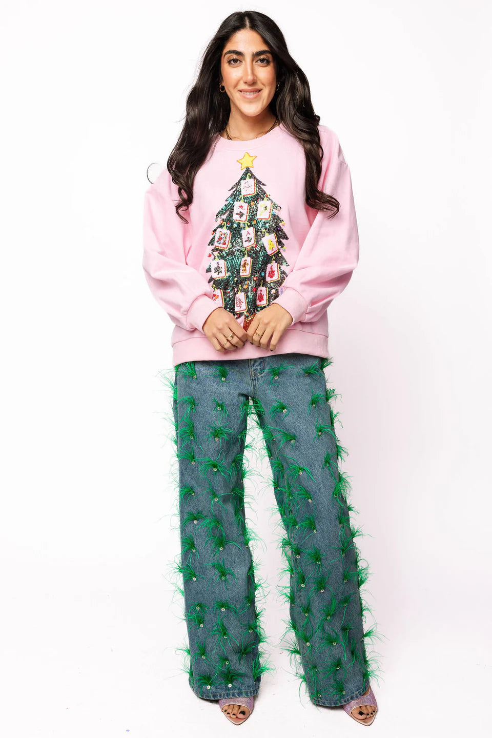 Pink Mahjong Christmas Tree Sweatshirt