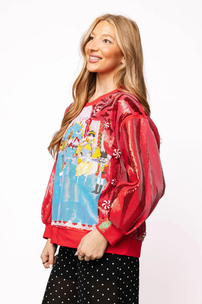 Red Nutcracker Ballet Stage Scene Sweatshirt