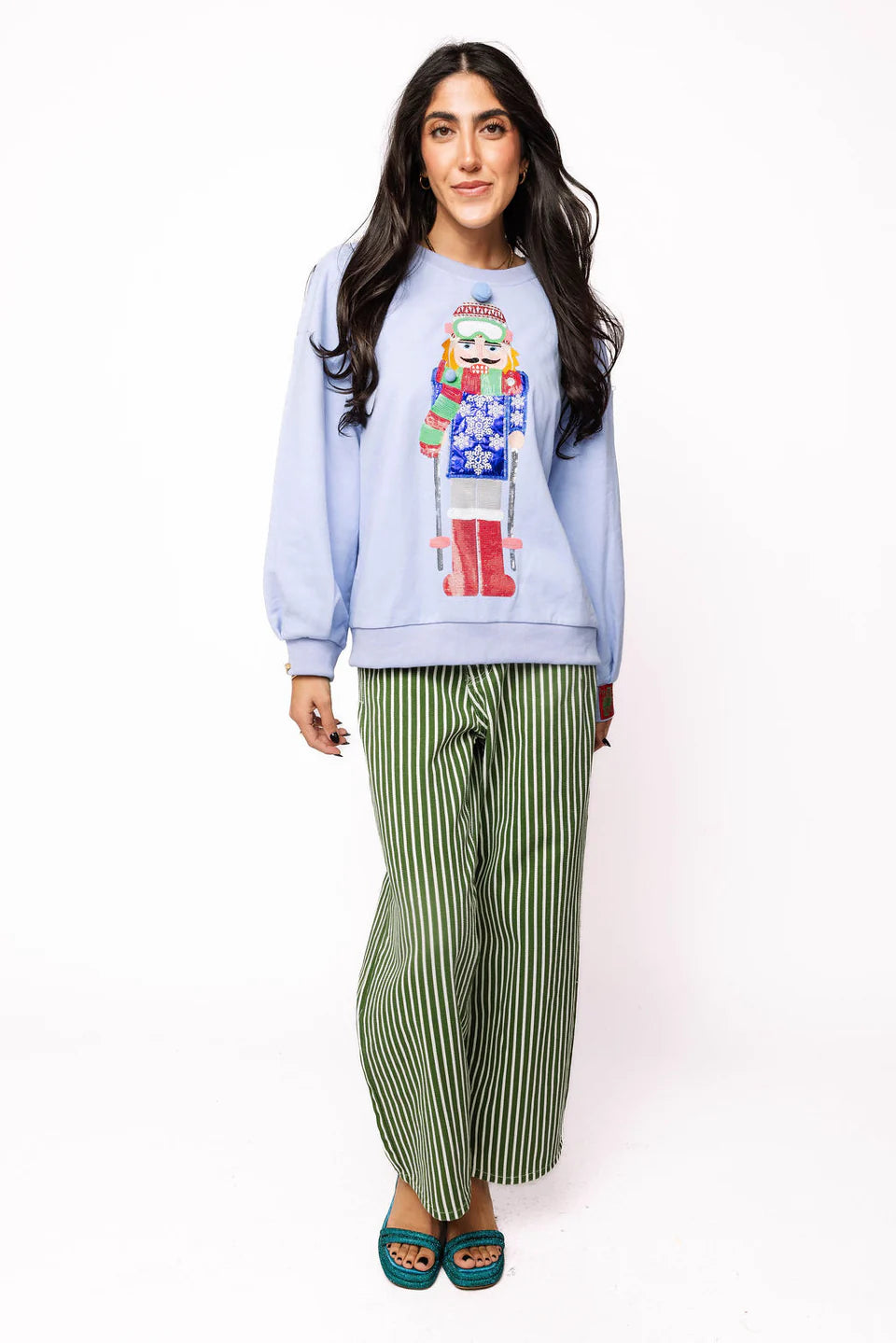 Powder Blue Skiing Nutcracker Sweatshirt