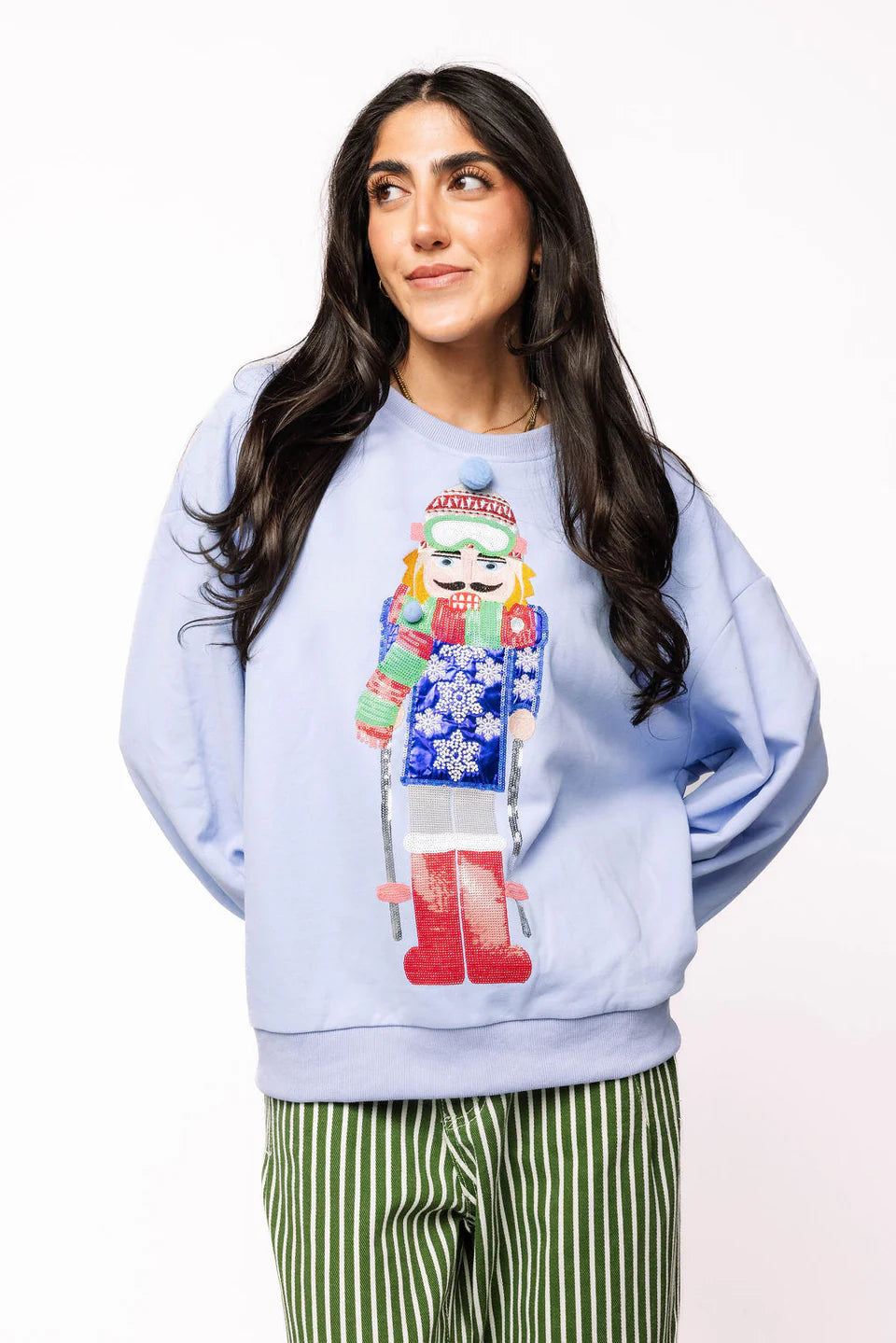 Powder Blue Skiing Nutcracker Sweatshirt