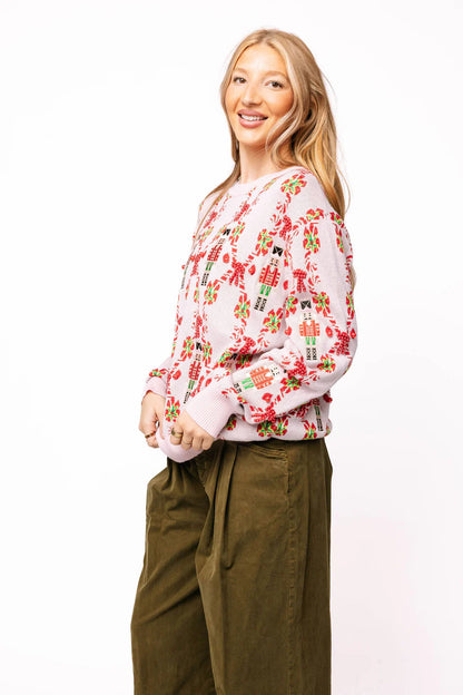 Light Pink Nutcracker & Candy Cane Sweater