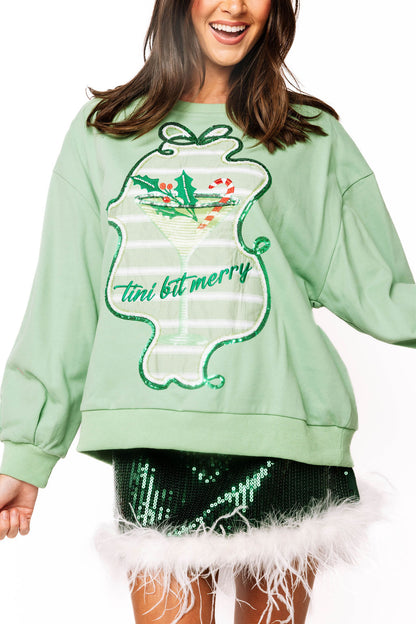 Green 'Tini Bit Merry' Sweatshirt