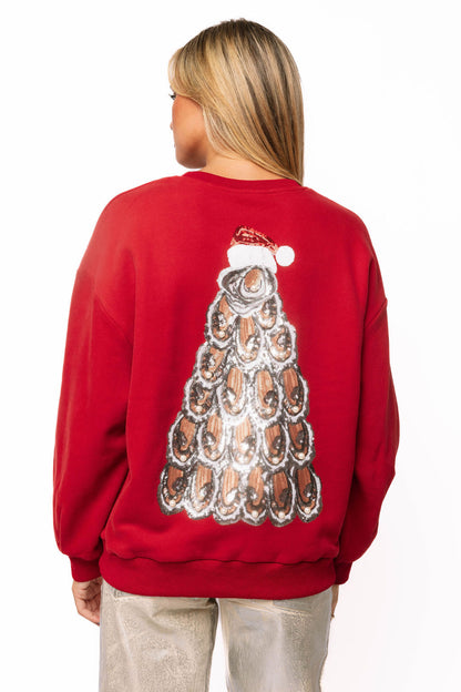 Red Oyster Christmas Tree Sweatshirt