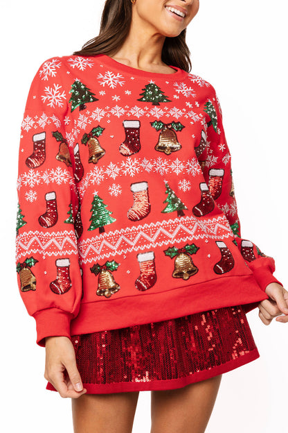 Red Snowflake Christmas Icons Sweatshirt