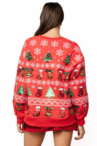 Red Snowflake Christmas Icons Sweatshirt