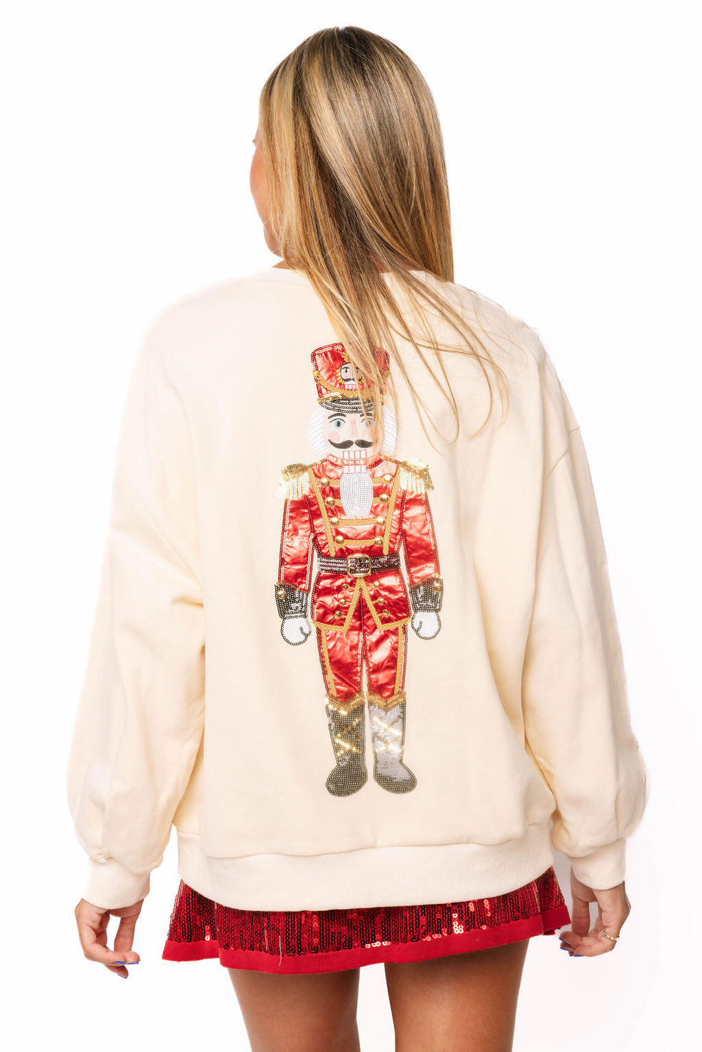 Beige & Red Metallic Nutcracker Soldier Sweatshirt