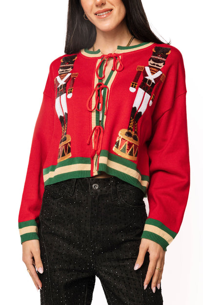 Red & Green Nutcracker Cardigan