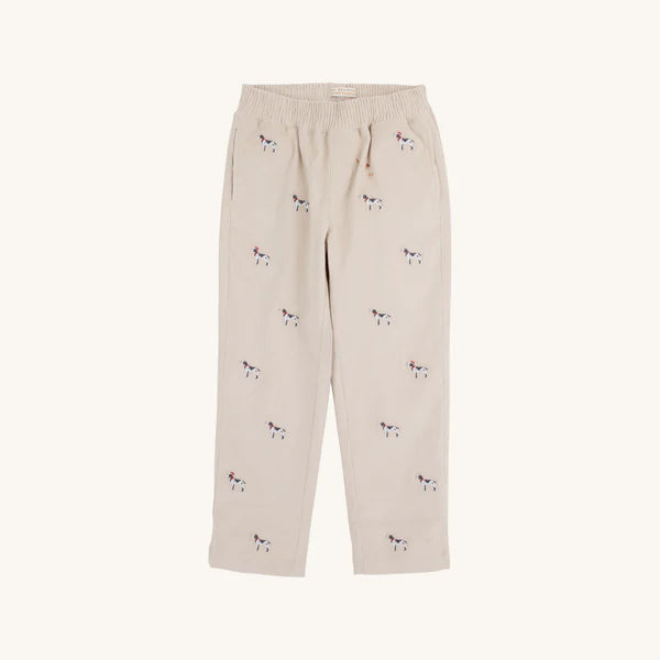 Critter Sheffield Pants (Corduroy) - Osprey Oatmeal Richmond Red Stork & Santa Dog Embroidery