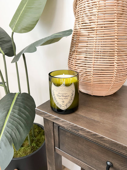 Recycled Dom P Bottle - Vintage Label Candle: Grapefruit/Mango/Vanilla