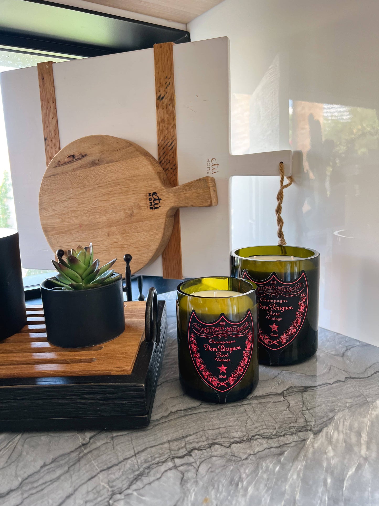 Recycled Dom P Rose Candle: Grapefruit/Mango/Vanilla