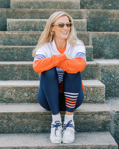 Sculpt Compression High-Rise Everyday Legging - Navy/Super White/Papaya/Apricot