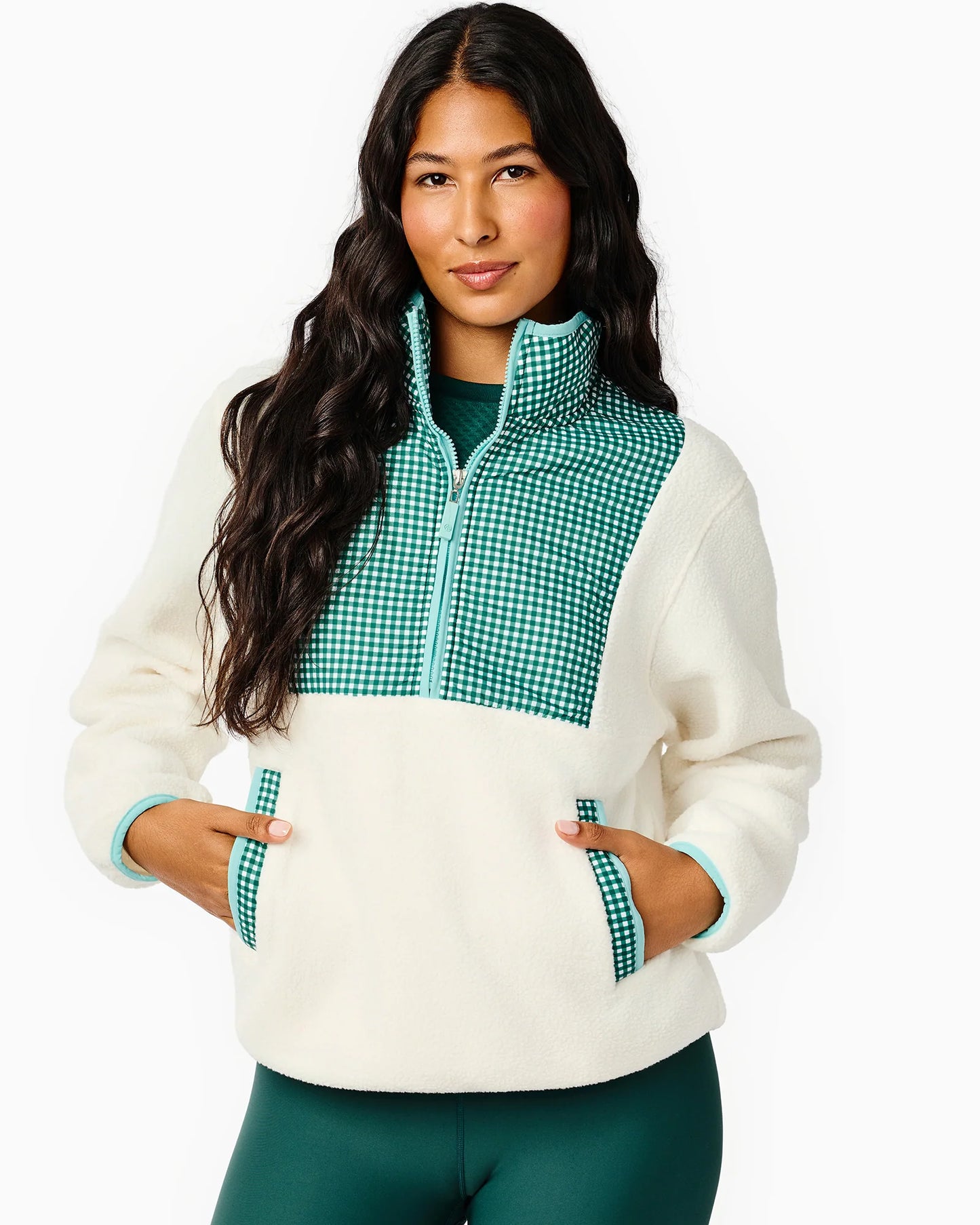 Fleece Everyday Sherpa Outerwear - Cream/Ivy Gingham