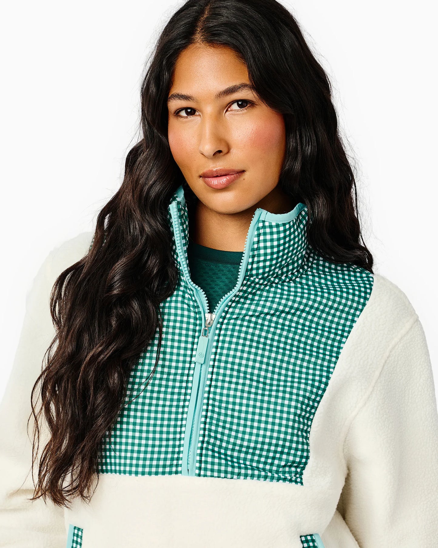 Fleece Everyday Sherpa Outerwear - Cream/Ivy Gingham