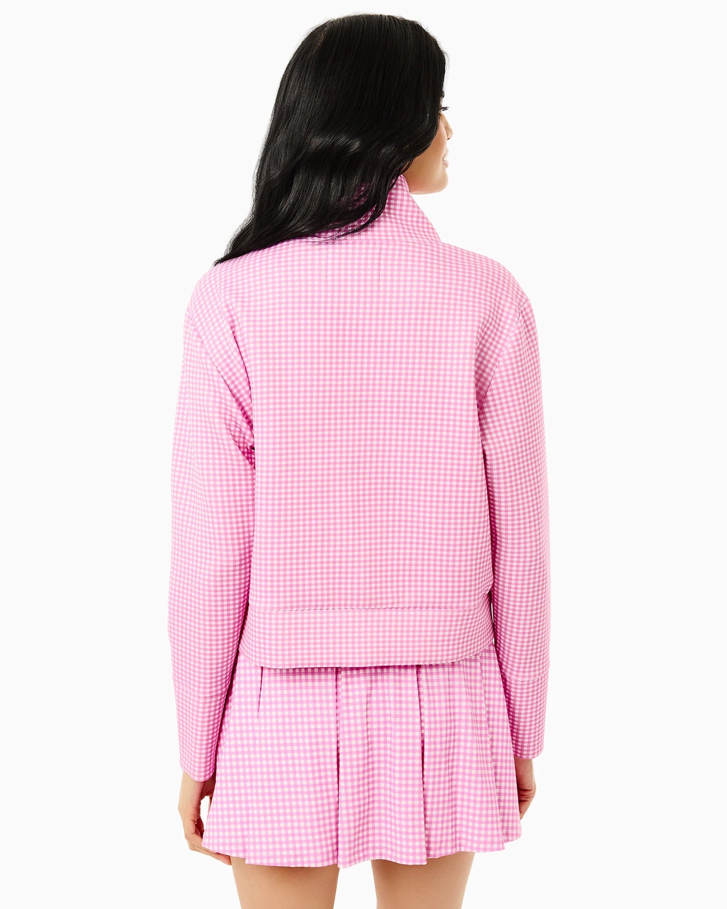 Polished Double Knit Everyother Day Quarter Zip Sweatshirt - Orchid Gingham