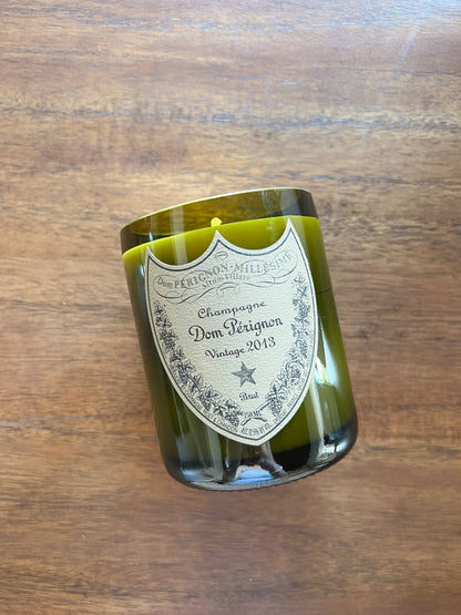 Recycled Dom P Bottle - Vintage Label Candle: Grapefruit/Mango/Vanilla