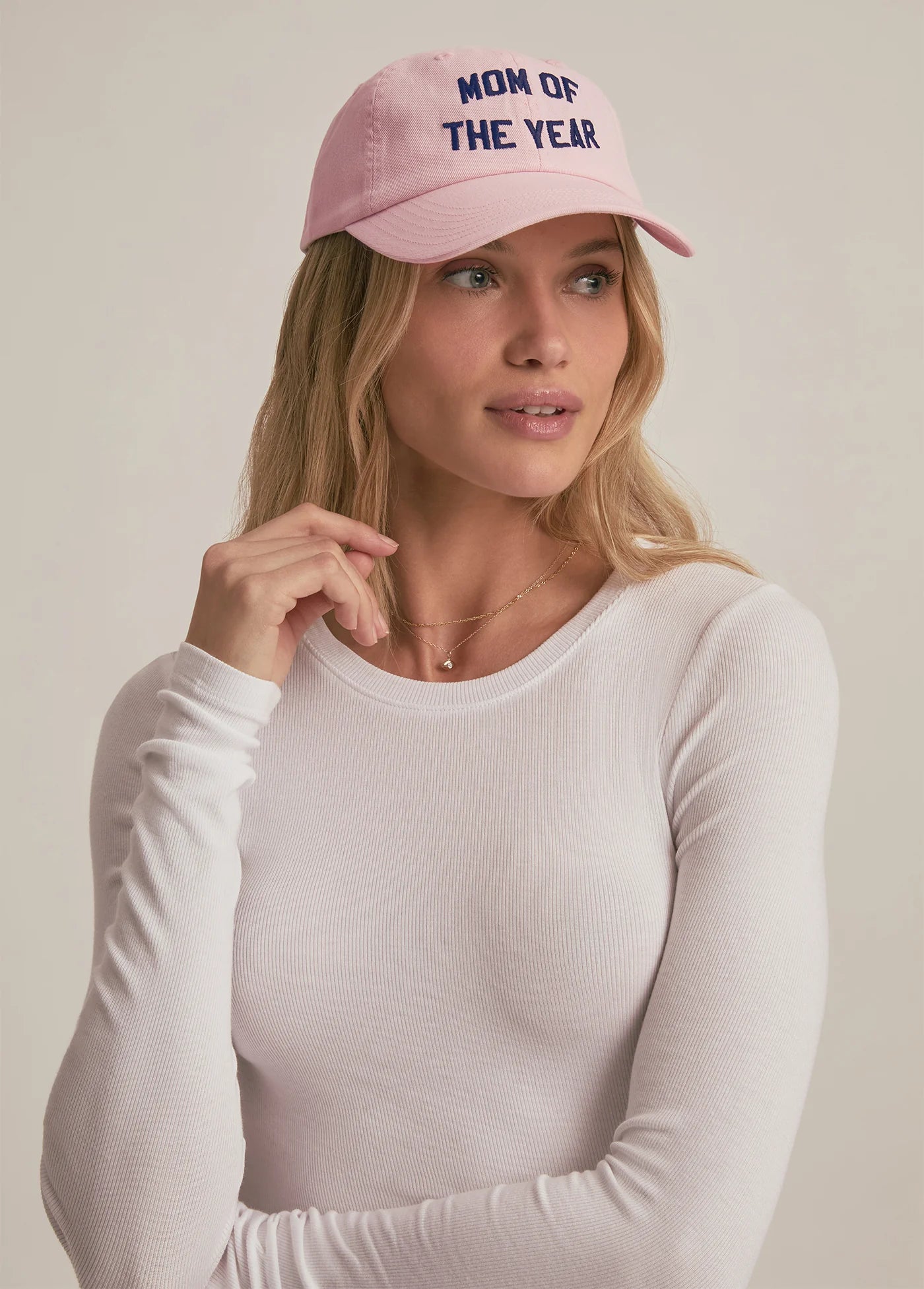 The Mom Of The Year Baseball Hat - Light Pink/Navy