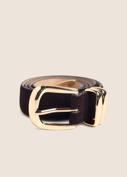 The Suede Jordan Belt - Chocolate Gold