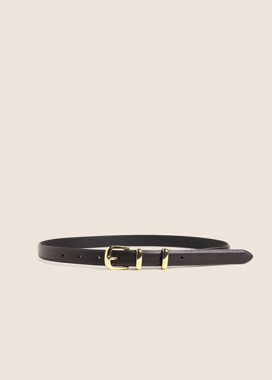 The Skinny Jordan Belt - Brown/Polished Gold