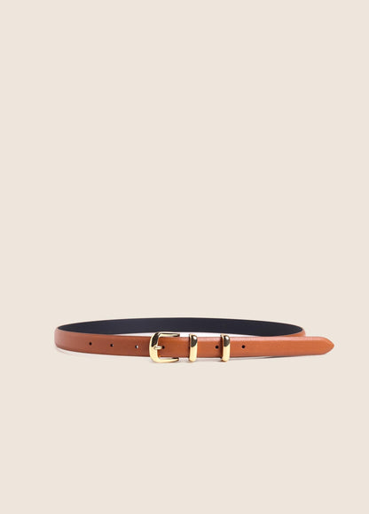 The Skinny Jordan Belt - Camel Polished Gold