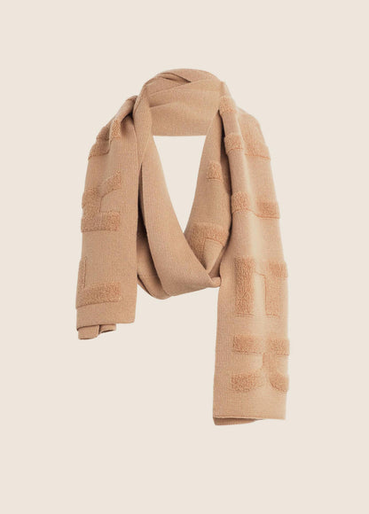 The Fuzzy Logo Scarf - Camel