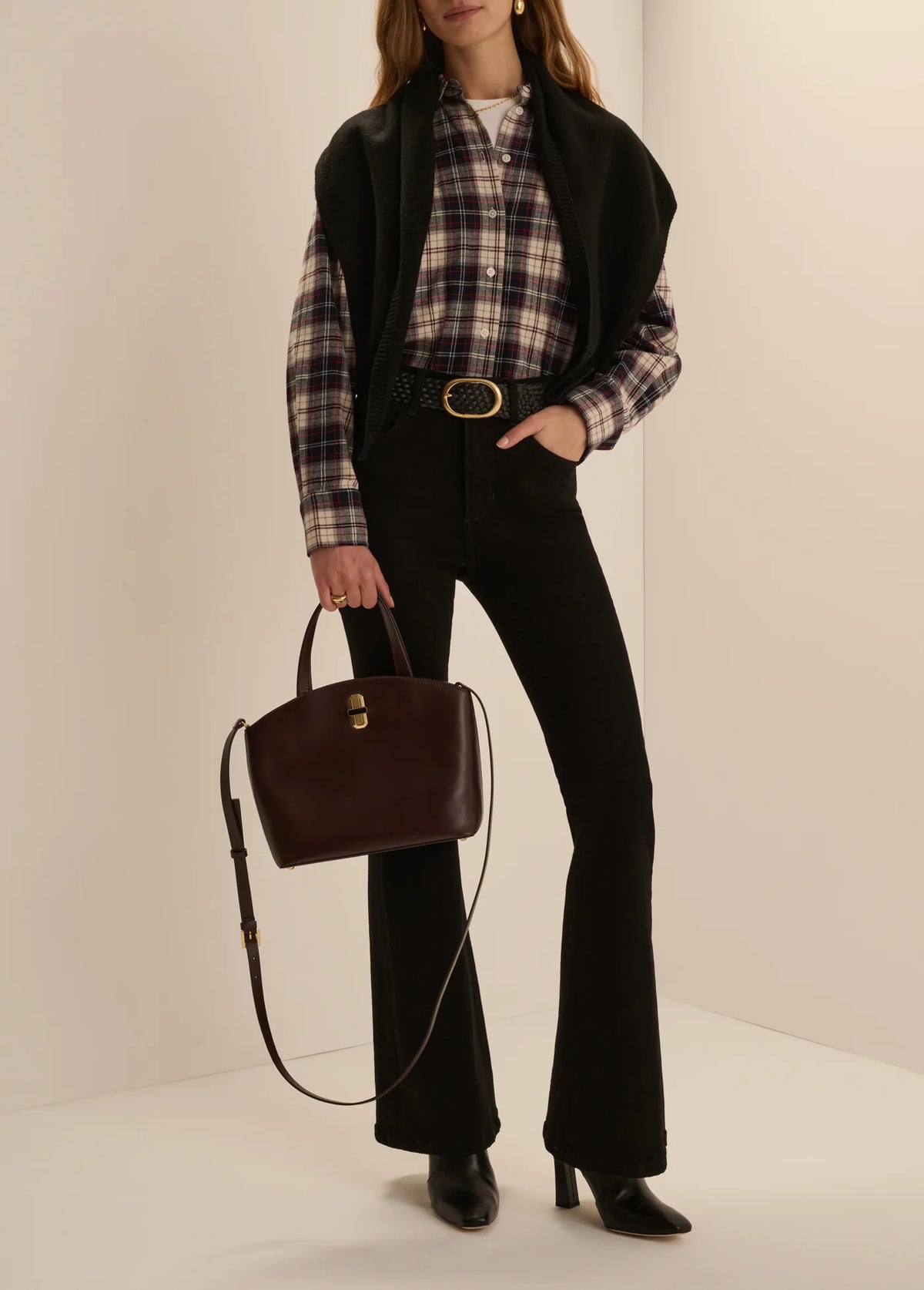 The Boyfriend Shirt - Midnight Cream Plaid