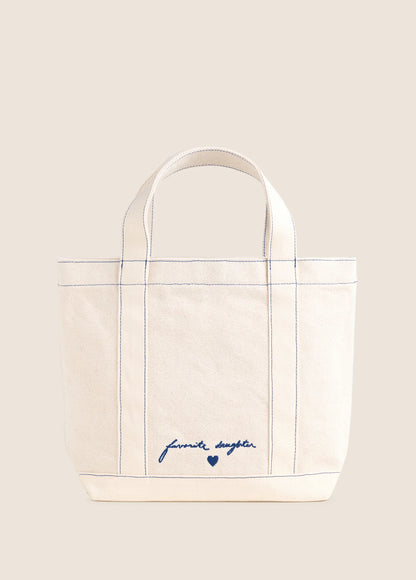 The Canvas Mini Tote - Natural/Royal Blue