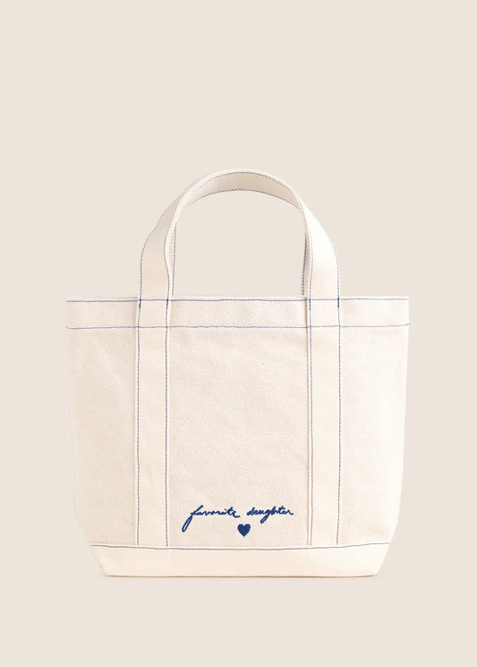 The Canvas Mini Tote - Natural/Royal Blue