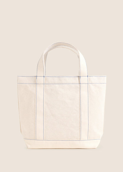 The Canvas Mini Tote - Natural/Royal Blue