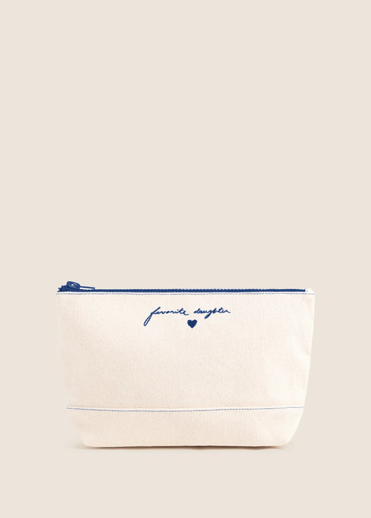 The Canvas Pouch - Natural/Royal Blue