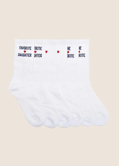 The Favorite Daughter Heart Sock Set - White